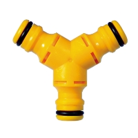 GRENKOPPLING SB 2293 HOZ: Gul Y-formad slangkoppling, 3 svarta O-ringar per ände.