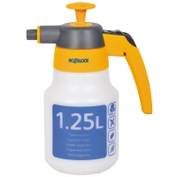 Gul och grå TRYCKSPRUTA STD 1,25L handhållen sprutflaska med blå etikett.