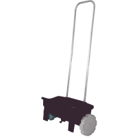 SPRIDARVAGN SVART NYBY: Svart vagn med högt silverfärgat handtag och två stora grå hjul.