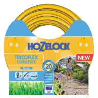 Trädgårdsslang Ultraflex Hozelock 20m, gul, i förpackning.