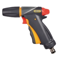Ett svartgult SPRUTPISTOL JET SPRAY ULTRAMAX-munstycke med orange avtryckare.