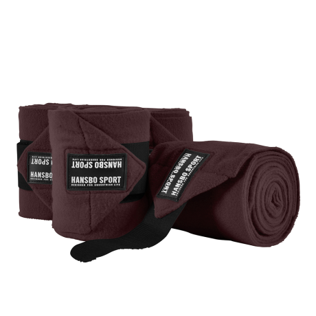 Fyra rullade mörkbrun FLEECELINDOR 4 m x 12 cm wraps, förpackade i 4-pack.