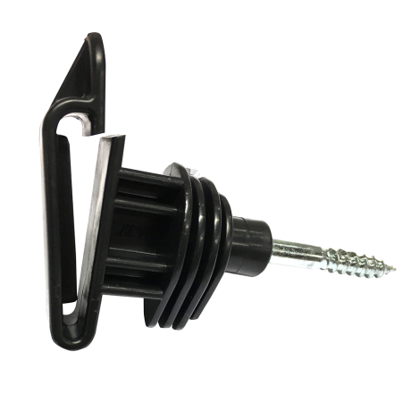 SKRUVISOLATOR + FÖR ELBAND i svart plast med metallskruv, 25 st/förpackning.