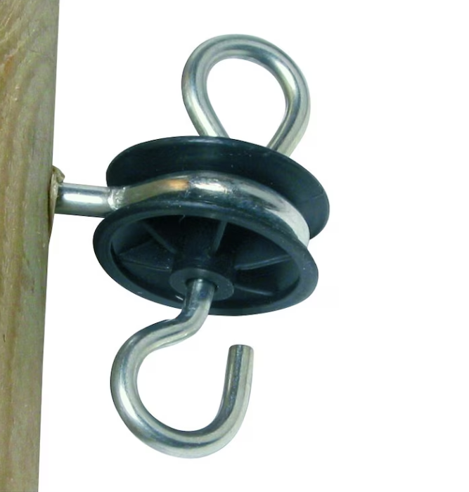 Grindankare + lös ögla, 4-pack, för elstängsel på trästolpar med påmonterade krokar.