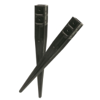 Två JORDANKARE ECO 71X71X750MM svarta metallstängselstolpar med korsade spikar på vit bakgrund.