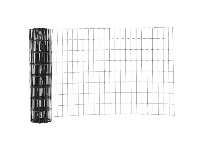 Trädgårdsnät Svart 800x50x100 rullas ut och visar sin rutnätsdesign mot en vit bakgrund.