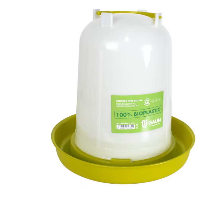 Vattenautomat 10L bioplast grön/vit, med 100% Bioplastic-märkning på sidan.