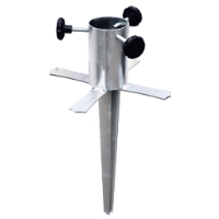 JULGRANSFOT 75 UTE markspett i metall med justerbara vred och korsformad bas.