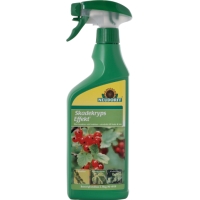 Grön sprayflaska märkt SKADEKRYPS EFFEKT 500ML med röda vinbär på etiketten.