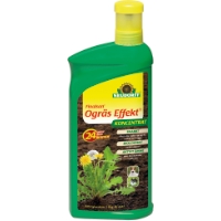 Grön flaska OGRÄS EFFEKT 1000ML KONC ogräsmedel med växter och jord på etiketten.