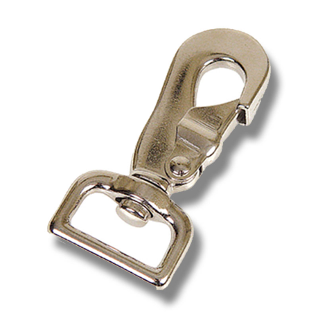 KARBINHAKE FÖR BAND 80 MM, silverfärgad vridbar karbinhake med rektangulär bas på vit bakgrund.