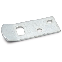 SLUTBLECK RAKT F BS-LÅS: Platt metallplatta med 3 hål, böjd kant på ena sidan.