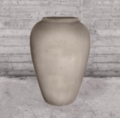 Kruka antikterra H67 keramikvas mot bakgrund av en betongvägg.