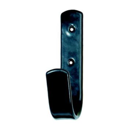 STALLKROK SVART 10 CM väggkrok, svart metall, två skruvhål, förpackning om 5 st.
