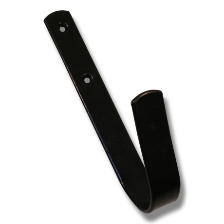 STALLKROK SVART 23 CM väggkrok i svart metall med två skruvhål för montering.