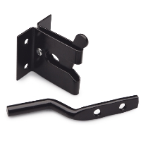 KLINKLÅS NR9 SVART SB BÅREBO grindlås med monteringsplatta och låsarm, båda förborrade.