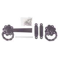 GRINDKLINKA 170MM SVRT SB BÅREBO grindlås med skruvar, 2 ringhandtag, svart finish.