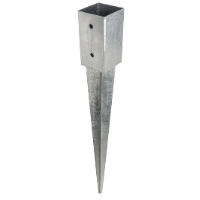JORDANKARE PSG 97X750: Metallstolpspik med fyrkantig hylsa och spetsig ände för markmontage.