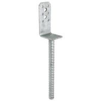 STOLPHÅLLARE PSL 45X40: L-konsol i metall med vertikal armeringsstång och flera fästhål.