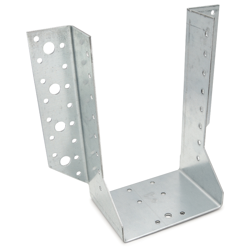 BALKSKO 120X190 bjälklagshängare i metall med flera skruvhål för konstruktionsstöd.