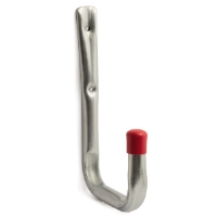 VÄGGKROK 250MM 8502 MAXI: Väggkrok i metall med röd gummispets, monteras med två skruvhål.