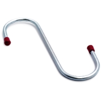 S-HAKE 170MM 8524: S-formad krok i silver med röda gummilock i båda ändar.