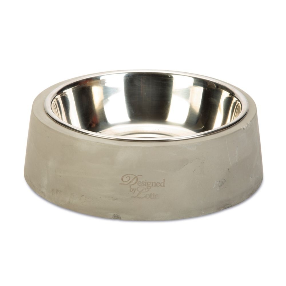 BETONSKÅL foderskål RIBOCO är en foderskål i rostfritt stål med en bred, ljusgrå botten.