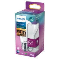 Philips 60W LED-glödlampa i lila och vit förpackning.