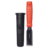 En STÄMJÄRN 32MM HULTAFORS trämejsel med rött handtag och svart skyddshölje.