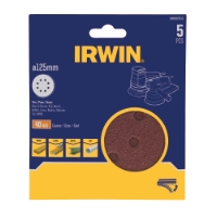 IRWIN 125 mm sliprondeller, 5 st, för trä-, färg- och metallytor.