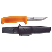 SLIDKNIV HANTV HVK HULTAFORS-kniv med orange handtag och svart slida visas separat.