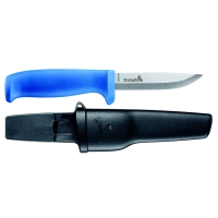 SLIDKNIV HANTV RFR HULTAFORS kniv, blått handtag, separat svart slida sida vid sida.