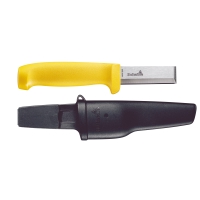 STÄMKNIV STK HULTAFORS mejsel med gult handtag och svart slida undertill.