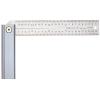 VINKELHAKE 250MM STÄLLBAR QUATTRO25 snickarvinkel av metall med linjalmarkeringar.