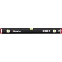 VATTENPASS 600 HV60 ALU HULTAFORS: Svart nivå med 3 flaskor och röda ändlock, visas plan.