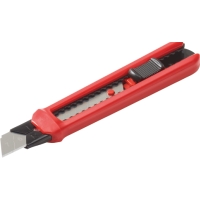 BRYTBLADSKNIV 18MM SPP 18A: en röd kniv med utdragbart, segmenterat blad.