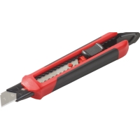 BRYTBLADSKNIV 18MM SFRP 18A verktygskniv, röd/svart, med infällbart blad i utdraget läge.