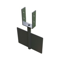 STOLPSKO TWISTER M16/100MM med U-formad topp och rektangulär bottenplatta.