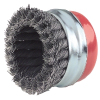 GRYTBORSTE TBZ 65 X M14 TRÅD 0,5 med röd bas och tvinnade metallborst.