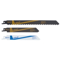 TIGERSÅGBLAD CV/HSS 3ST: tre sågblad sida vid sida mot en vit bakgrund.