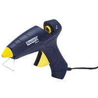 LIMPISTOL 12MM EG212, blå och gul limpistol med sladd, står upprätt.
