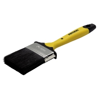 LACKPENSEL FLAT 35MM BASIC: gul och svart pensel med svarta borst och silverfärgad hylsa.