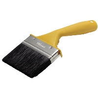 FASADPENSEL VINKLAD 75MM BASIC med gult skaft och svarta borst.