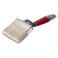 FASADPENSEL VINKLAD 75MM ELITE, vinklad höger, rött och grått handtag, på vit bakgrund.