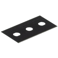 Ett rektangulärt svart INDUSTRIBLAD 10-P rakblad med tre runda hål i mitten.