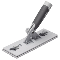 SLIPVERKTYG FÖRLÄNGNINGSBART: Rektangulär handslip med grått handtag och plant slipunderlag.