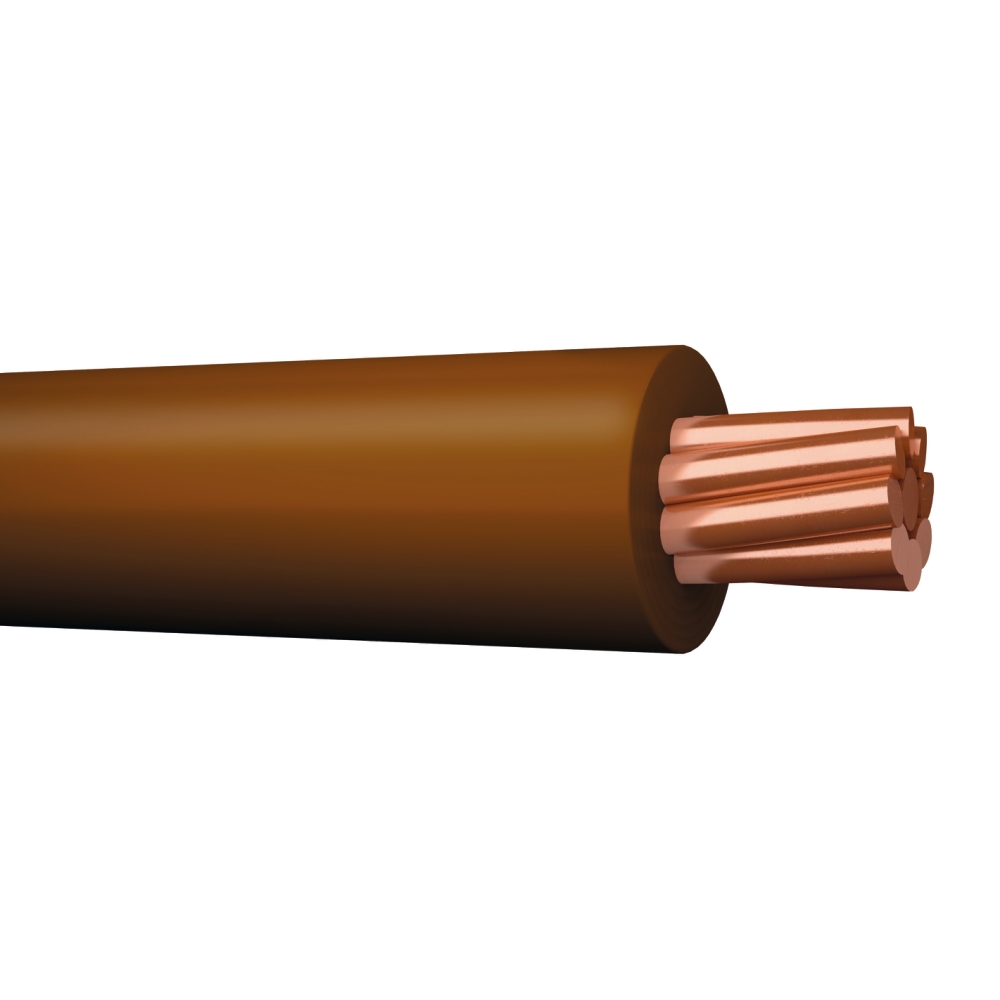Närbild av KABEL FQ 1,5 BRUN 20M med exponerade koppartrådar i änden.