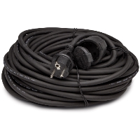 SKARVSLADD H05RR-F 10M 3G1,5 BÅREBO: svart förlängningssladd med stickpropp och uttag.