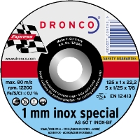 KAPSKIVA 125X1X22,2 MET INOX AS60 kapskiva 1mm inox med specifikationer och säkerhetsinformation.