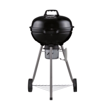 KOLGRILL BASIC 47: svart kolgrill med lock, hjul och metallben.